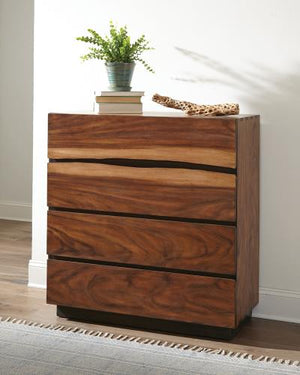 Riley 4-Drawer Chest Walnut And Coffee Bean