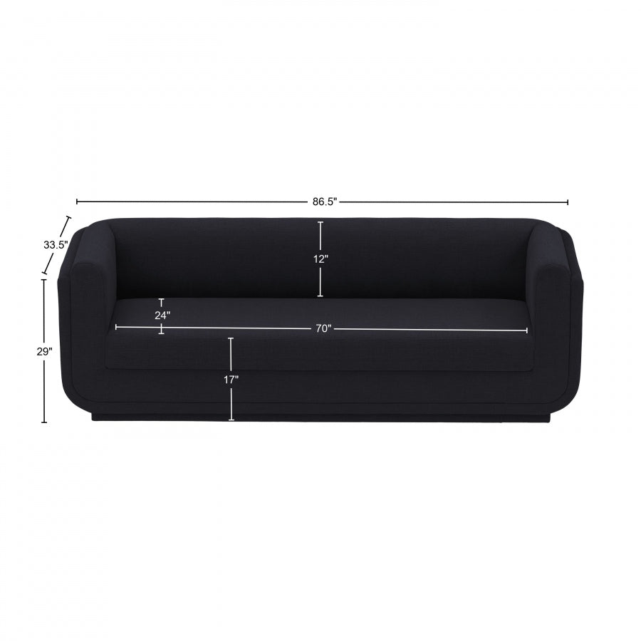 Kimora 86.5" Linen Textured Fabric Upholstered Sofa