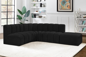 Arc 127" Boucle Fabric Upholstered 5pc. Modular Sectional Black