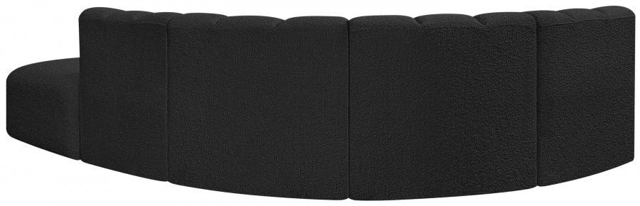 Arc 127" Boucle Fabric Upholstered 5pc. Modular Sectional Black