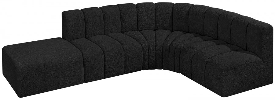 Arc 127" Boucle Fabric Upholstered 5pc. Modular Sectional Black