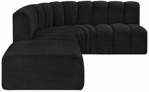 Arc 127" Boucle Fabric Upholstered 5pc. Modular Sectional Black