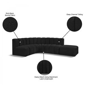 Arc 127" Boucle Fabric Upholstered 5pc. Modular Sectional Black