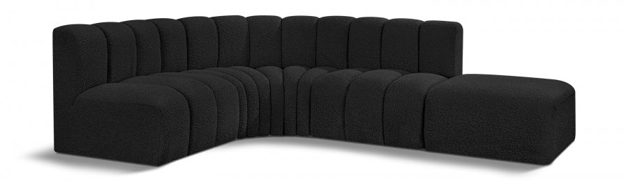 Arc 127" Boucle Fabric Upholstered 5pc. Modular Sectional Black