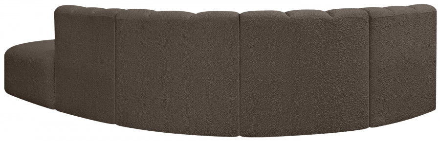Arc 127" Boucle Fabric Upholstered 5pc. Modular Sectional Brown
