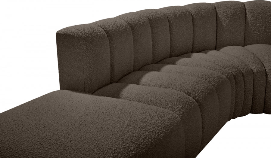 Arc 127" Boucle Fabric Upholstered 5pc. Modular Sectional Brown