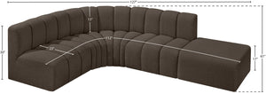 Arc 127" Boucle Fabric Upholstered 5pc. Modular Sectional Brown