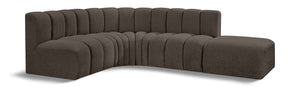 Arc 127" Boucle Fabric Upholstered 5pc. Modular Sectional Brown