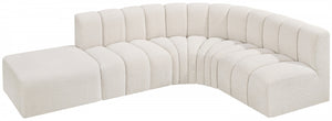 Arc 127" Boucle Fabric Upholstered 5pc. Modular Sectional Cream