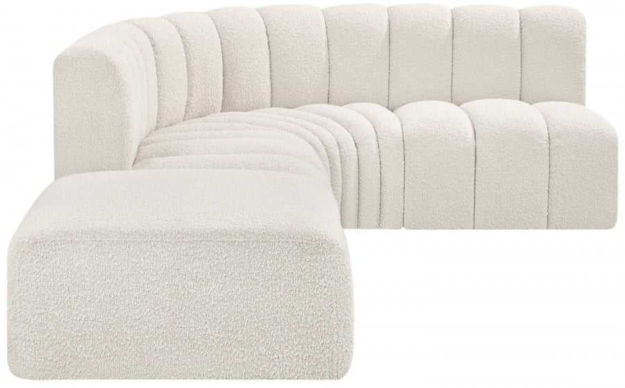 Arc 127" Boucle Fabric Upholstered 5pc. Modular Sectional Cream
