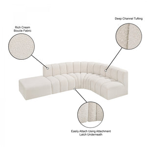 Arc 127" Boucle Fabric Upholstered 5pc. Modular Sectional Cream