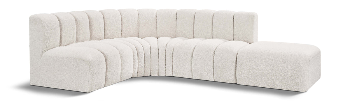 Arc 127" Boucle Fabric Upholstered 5pc. Modular Sectional Cream