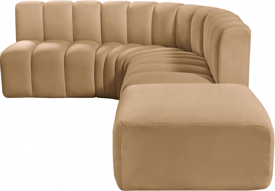 Arc 127" Velvet Upholstered 5pc. Modular Sectional
