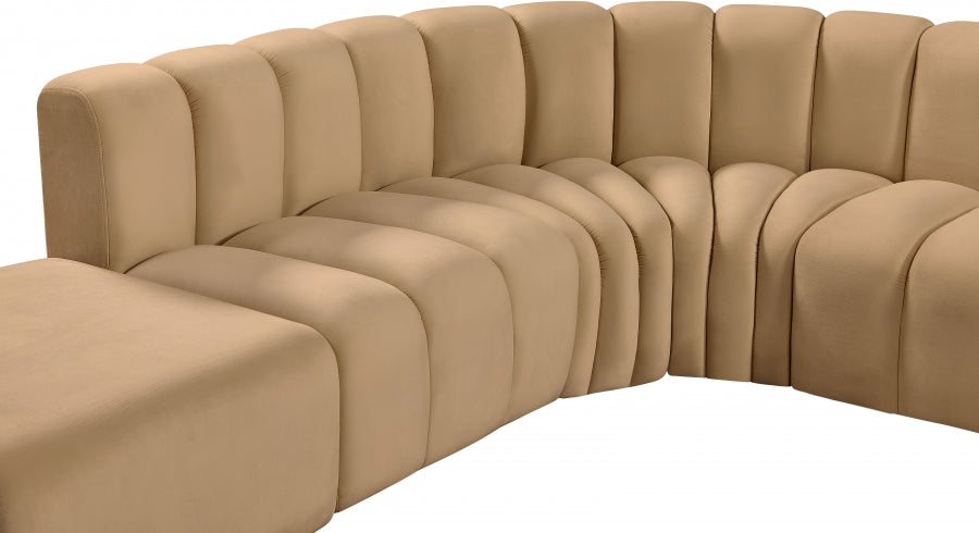 Arc 127" Velvet Upholstered 5pc. Modular Sectional