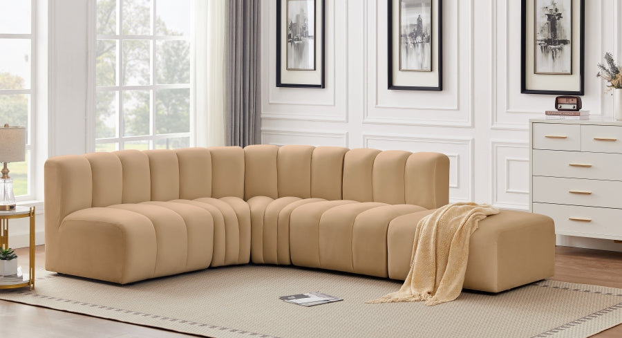 Arc 127" Velvet Upholstered 5pc. Modular Sectional