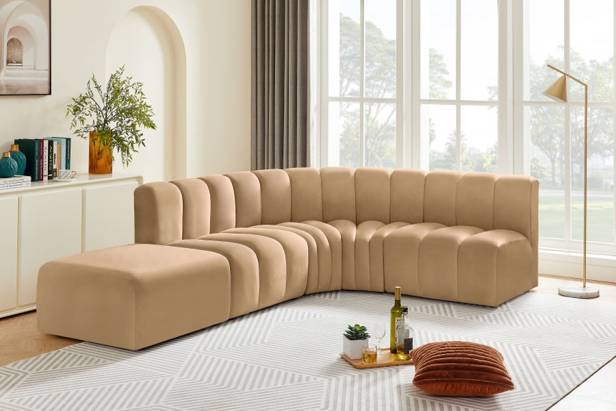 Arc 127" Velvet Upholstered 5pc. Modular Sectional