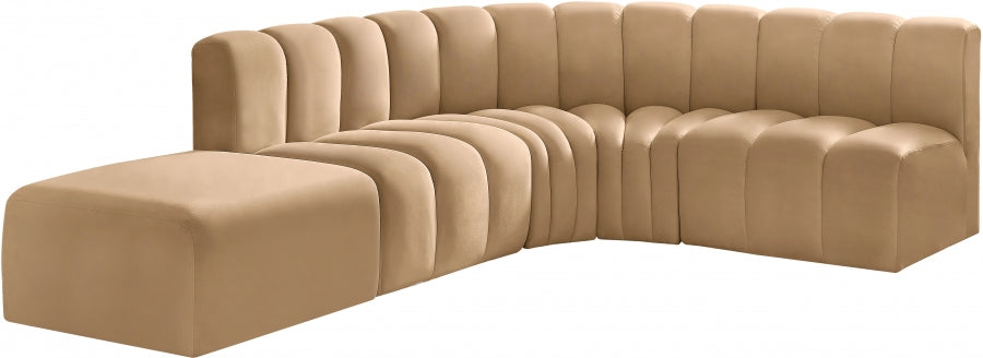 Arc 127" Velvet Upholstered 5pc. Modular Sectional