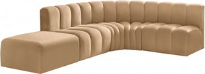 Arc 127" Velvet Upholstered 5pc. Modular Sectional