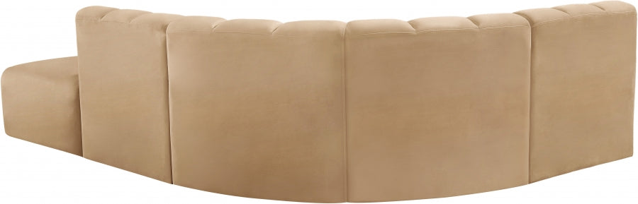 Arc 127" Velvet Upholstered 5pc. Modular Sectional