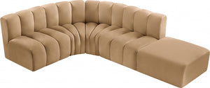 Arc 127" Velvet Upholstered 5pc. Modular Sectional
