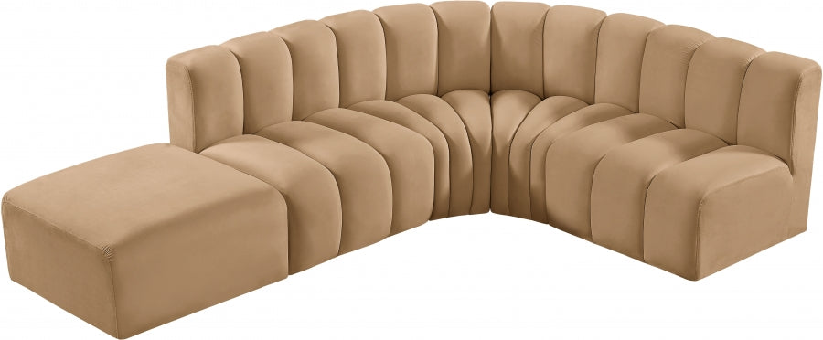 Arc 127" Velvet Upholstered 5pc. Modular Sectional