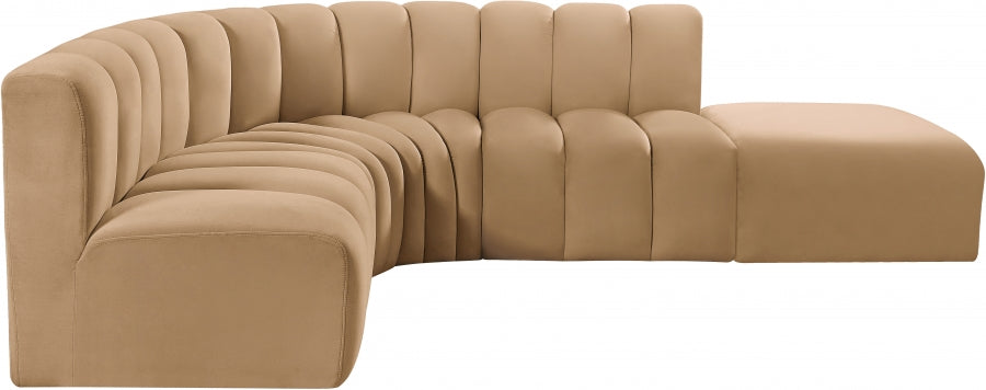 Arc 127" Velvet Upholstered 5pc. Modular Sectional