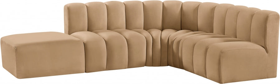Arc 127" Velvet Upholstered 5pc. Modular Sectional