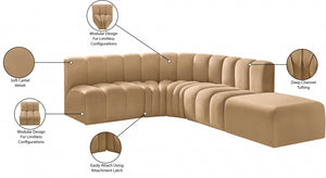Arc 127" Velvet Upholstered 5pc. Modular Sectional