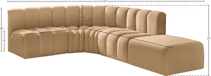 Arc 127" Velvet Upholstered 5pc. Modular Sectional