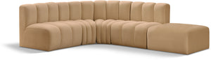 Arc 127" Velvet Upholstered 5pc. Modular Sectional