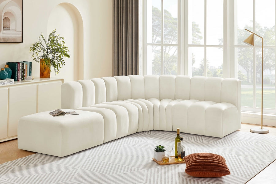 Arc 127" Velvet Upholstered 5pc. Modular Sectional