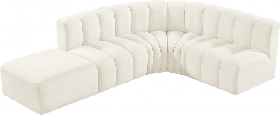 Arc 127" Velvet Upholstered 5pc. Modular Sectional