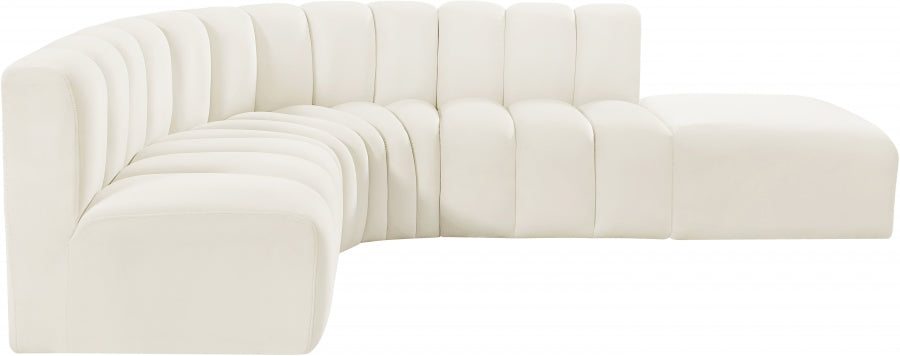 Arc 127" Velvet Upholstered 5pc. Modular Sectional