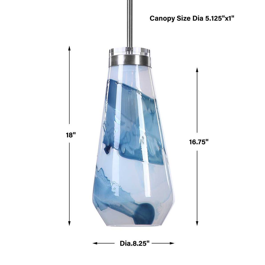 Windswept Blue &amp; White 1 Lt Mini Pendant