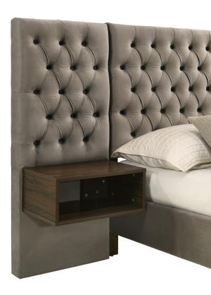 Keys Tufted Wall Panel Bed Light Brown