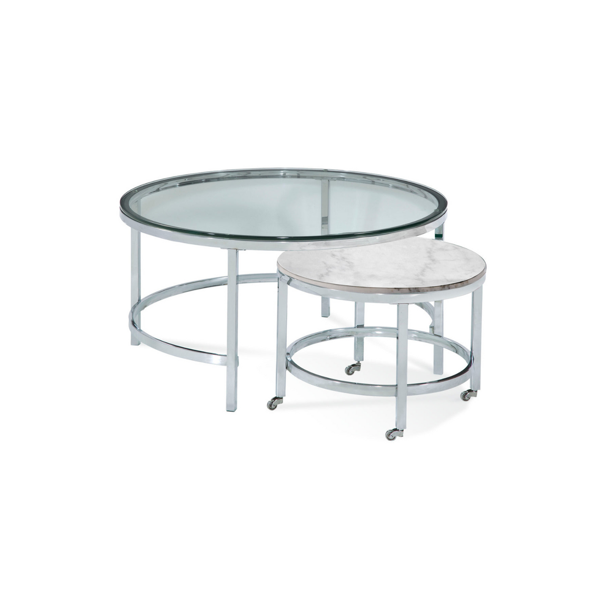Jadyn Round Glass and Marble Nesting Coffee Table