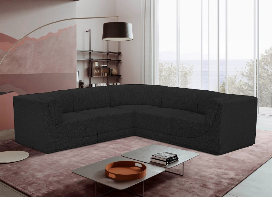 Ollie 98" Boucle Fabric Upholstered 5pc. Modular Sectional Black
