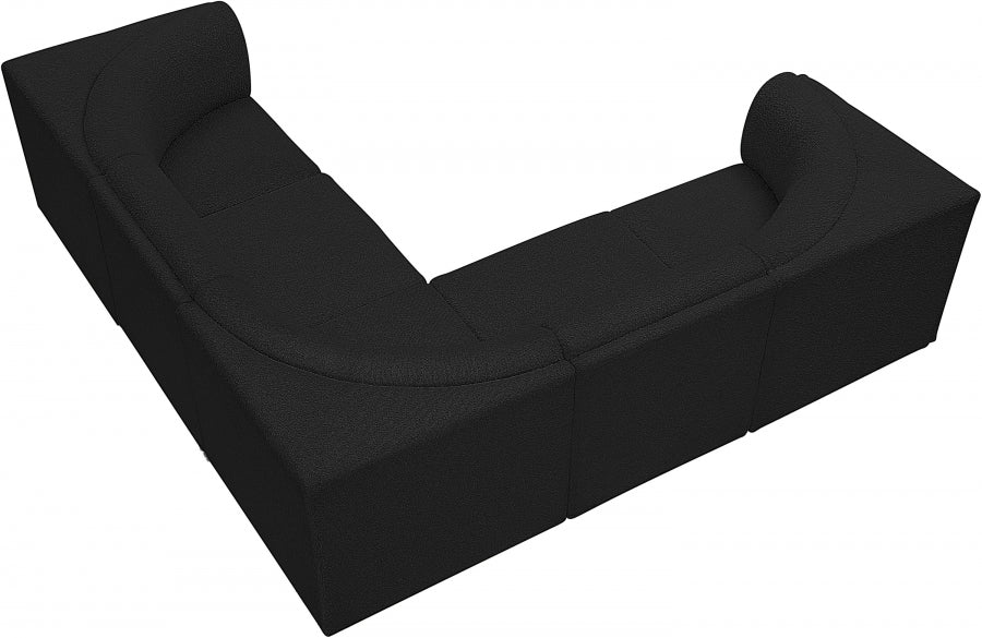 Ollie 98" Boucle Fabric Upholstered 5pc. Modular Sectional Black