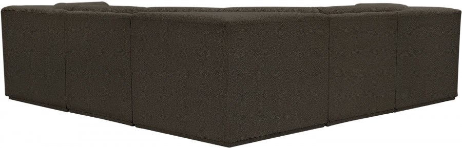 Ollie 98" Boucle Fabric Upholstered 5pc. Modular Sectional Brown