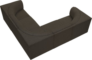 Ollie 98" Boucle Fabric Upholstered 5pc. Modular Sectional Brown