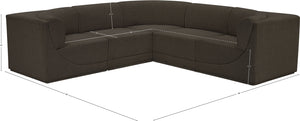 Ollie 98" Boucle Fabric Upholstered 5pc. Modular Sectional Brown