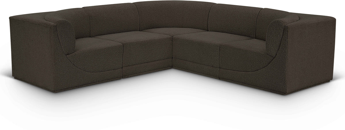 Ollie 98" Boucle Fabric Upholstered 5pc. Modular Sectional Brown