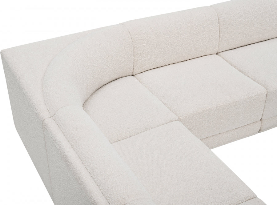 Ollie 98" Boucle Fabric Upholstered 5pc. Modular Sectional Cream
