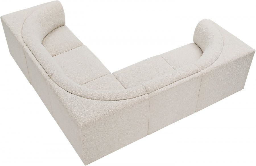Ollie 98" Boucle Fabric Upholstered 5pc. Modular Sectional Cream