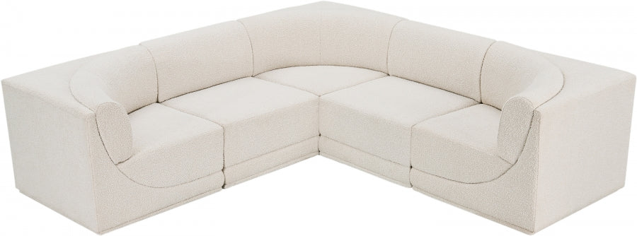 Ollie 98" Boucle Fabric Upholstered 5pc. Modular Sectional Cream