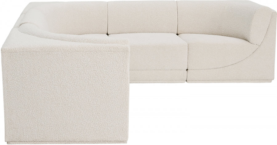Ollie 98" Boucle Fabric Upholstered 5pc. Modular Sectional Cream