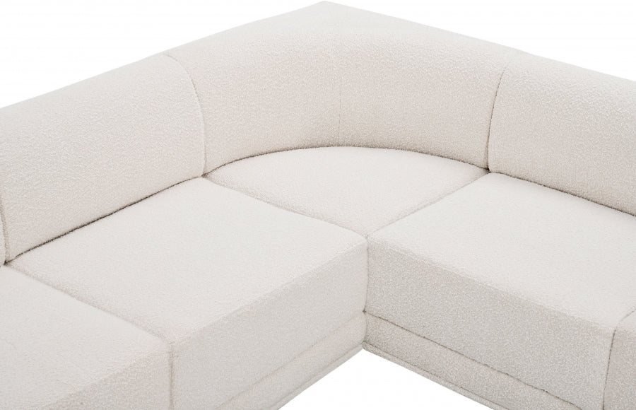 Ollie 98" Boucle Fabric Upholstered 5pc. Modular Sectional Cream