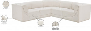 Ollie 98" Boucle Fabric Upholstered 5pc. Modular Sectional Cream