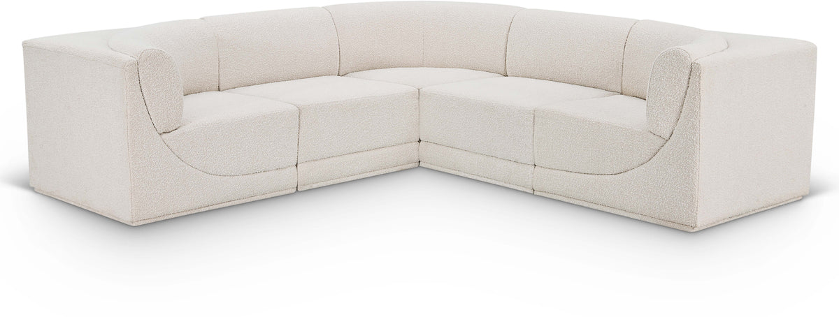 Ollie 98" Boucle Fabric Upholstered 5pc. Modular Sectional Cream
