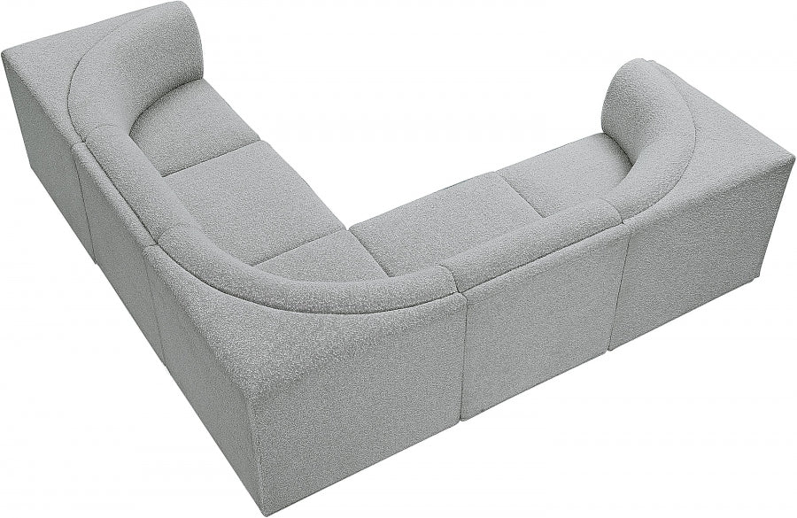 Ollie 98" Boucle Fabric Upholstered 5pc. Modular Sectional Grey